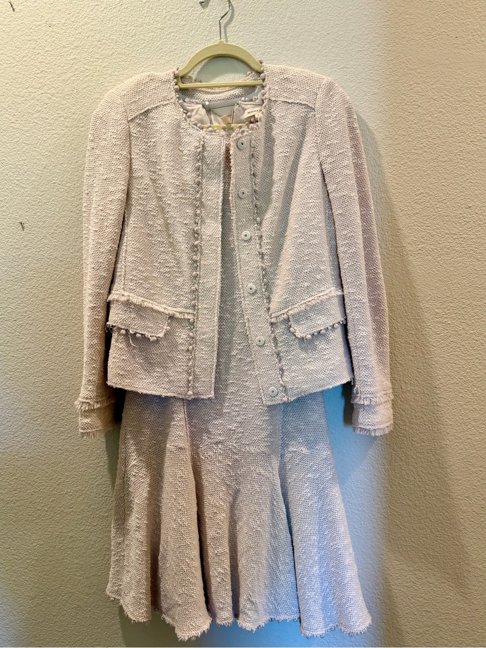 Rebecca Taylor Light Pink Tweed Dress & Jacket Set – Size 6
